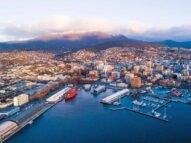 Vista aérea del puerto de  Hobart - Tasmania - Australia