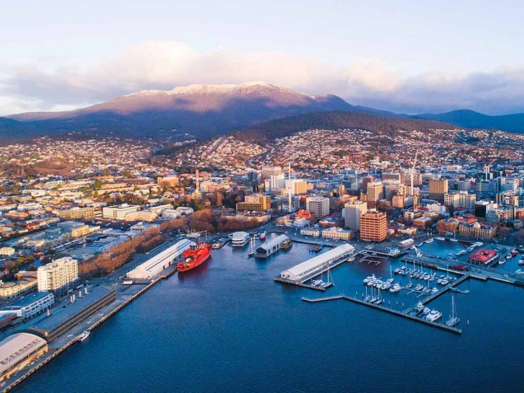 Vista aérea del puerto de  Hobart - Tasmania - Australia