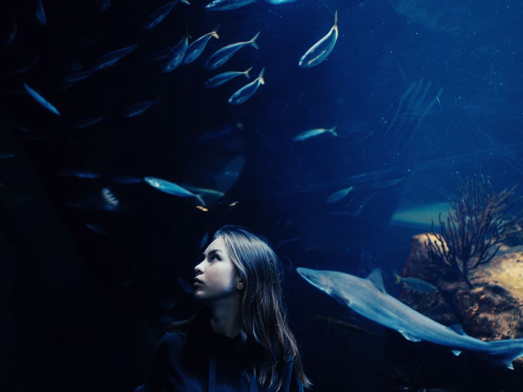 Joven niña disfrutando el acuario SEA LIFE en Sydney